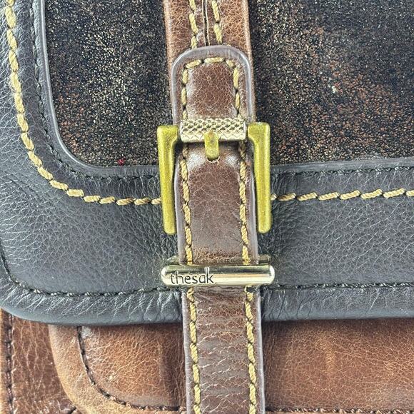 The Sak Glazed Leather Crossbody Purse / Handbag Brown Two-Tone - Picture 7 of 8